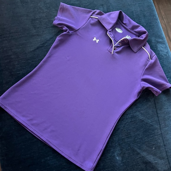 Women’s Under Armour Short Sleeve Polo in Purple and White Size Small - Picture 7 of 12